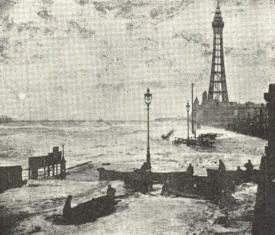 Blackpool Promenade during the storm. 