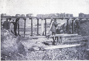 The Outer Promenade (sea wall) and estate railway at Fairhaven was undermined in the storm.