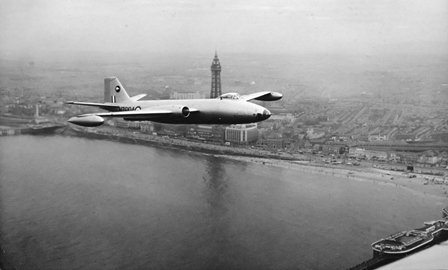 Canberra flying over Blackpool in the 1950s