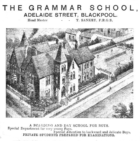 Advert for Blackpool Grammar School, Adelaide Street 1909.