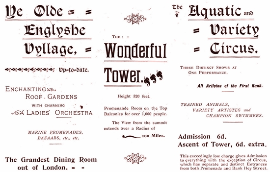Advert for Blackpool Tower c1899.