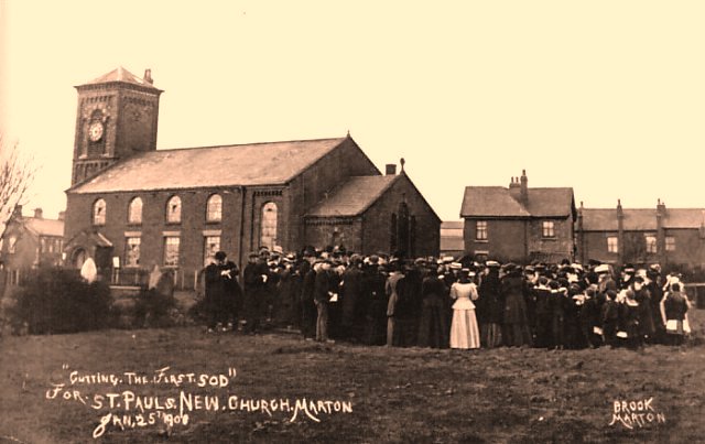 St.Pauls Church Marton cutting the first sod of the new church, 22 January 1908