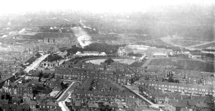 A photograph of the Royal Palace Gardens (Raikes Hall Gardens), seen from Blackpool Tower c1894.