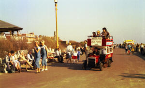 The miniature bus which ran from the pier, along the Promenade in the 1980s.