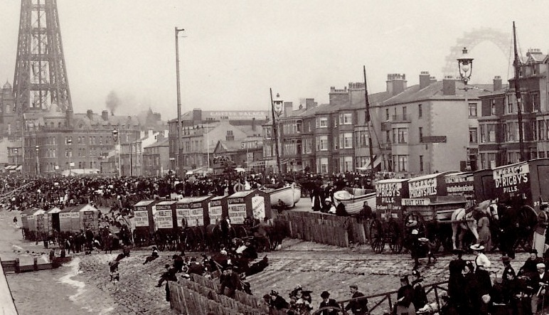 Bathing Machines at Blackpool in the 1890s.