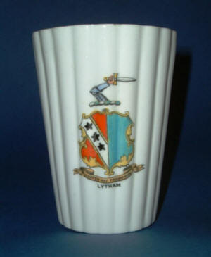 Rare Foley crested china with the Clifton family coat of arms. Produced for Lawson's China Shop, Lytham c1880.