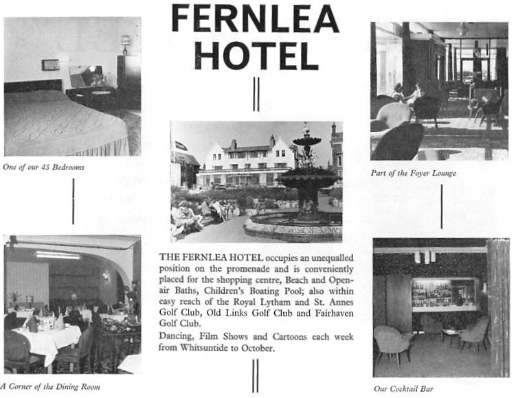Advert for the Fernlea Hotel, St.Annes, 1965
