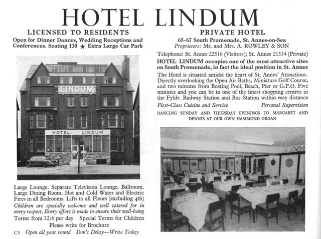 Advert for the Lindum Hotel from 1967.