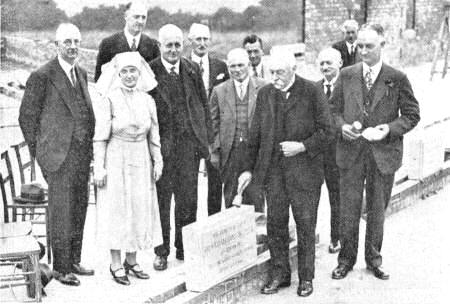 Sir William Hodgson laying the foundation stone of extensions to Moss Side Hospital in 1937.