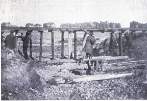 The Outer Promenade (sea wall) and estate railway at Fairhaven was undermined in the storm. The Outer Promenade (sea wall) and estate railway at Fairhaven was undermined in the storm.