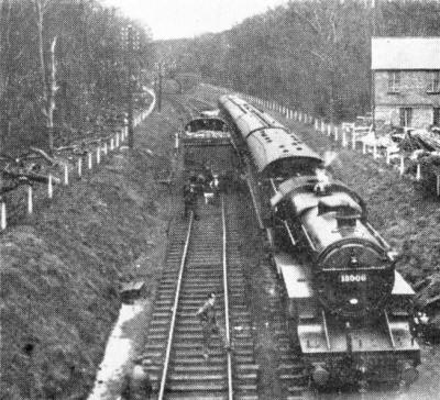 The railway line viewed from Skew Bridge, Ansdell, looking towards Lytham Hall Bridge c1930.