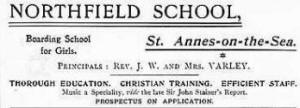 Advert for Northfield School c1905