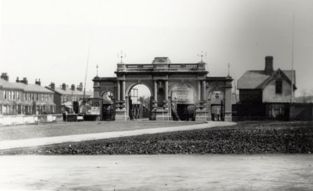 Raikes Hall Gardens Entrance c1899. When the house was built it stood facing the entrance gates to Raikes Hall Gardens. In this photo, Church Street is to the left and the four houses on Raikes View are off the photo to the right. Raikes Hall Gardens Entrance c1899