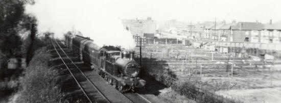 Train approaching St.Thomas' Road Bridge St.Annes c1950