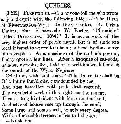 Letter to the Manchester Times Friday, September 6, 1895.