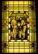 The stained glass window depicting R.G.Barlow and A.N.Hornby which once graced the vestibule door of Alderlea. It is now at Old Trafford. Click on the image for details. The stained glass window depicting R.G.Barlow and A.N.Hornby which once graced the vestibule door of Alderlea. It is now at Old Trafford. Click on the image for details.
