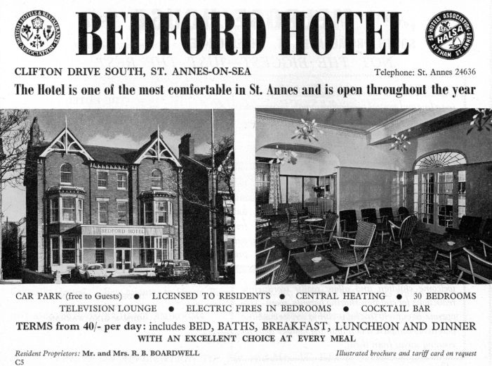 Advert for the Bedford Hotel from 1967.