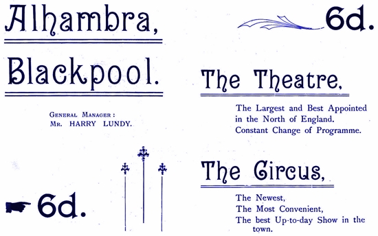 Advert for The Alhambra, Blackpool 1899.