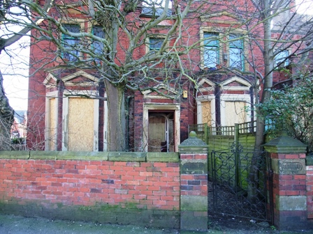 Alderlea, about to be redeveloped, March, 2010. Barlow was still playing for Lancashire when Alderlea was under construction in 1891 but at the end of the year he was dropped from the team. He was still coaching and umpiring and he ran a sports outfitters at Manchester but he was living on a reduced income. Alderlea, about to be redeveloped, March, 2010.