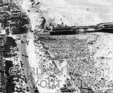 A 60 second film clip of the ascent and views from Blackpool Tower, 1947.