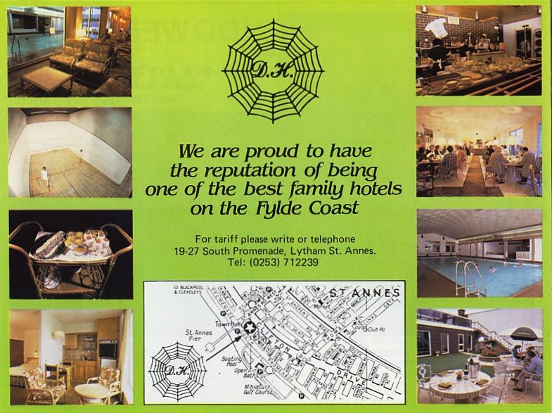 Advert for the Dalmeny Hotel, South Promenade, St.Annes-on-the-Sea, 1983.
