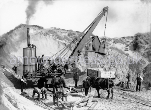 Laying out the Estate, Fairhaven 1892-3. A steam navvies, nicknamed 'American Devils' were used to level the dunes.