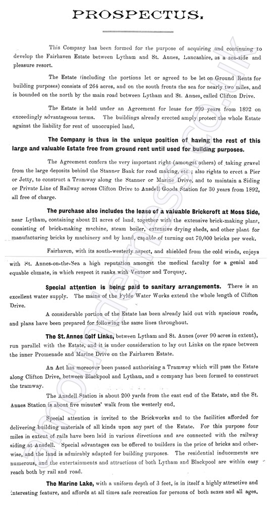 Fairhaven Estate Company Prospectus, 1895