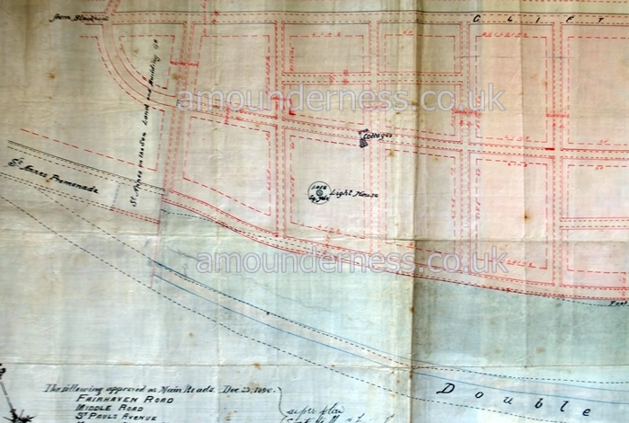 Plan of the St.Annes end of Fairhaven Estate and proposed road layout, 1892. The lighthouse and cottages are shown on this plan.