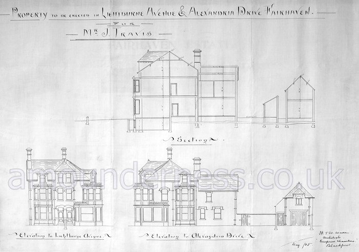 Plans for a house to be erected at the corner of Alexandria Drive and Lightburne Avenue on the Fairhaven Estate, 1898.