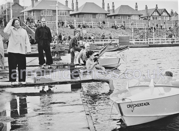 Water skiing at Fairhaven Lake in 1953.