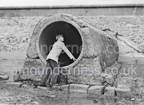The sluice pipe used to fill Fairhaven Lake. In August 1951 Suzanne Hoyle and Leslie Nightingale were swept through this pipe into the lake.