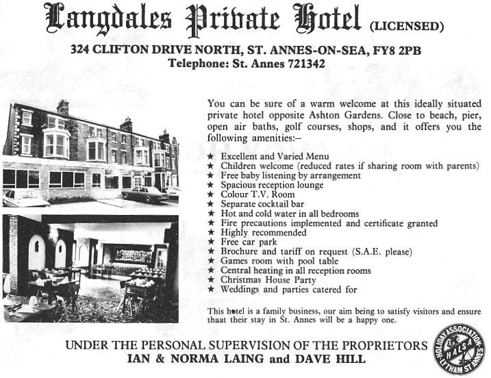 Advert for the Langdales Hotel from 1979.