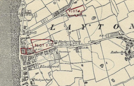 Land owned by the Lytham Charities in Blackpool; the long road running inland is Church Street & Newton Drive.