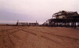 The demolition of the pierhead, St.Annes Pier, in 1984.