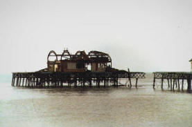 The demolition of the pierhead, St.Annes Pier, in 1984.