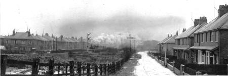 Train passing Ribchester Road, Lytham in the 1950s.