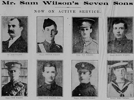 Sam Wilson whose whole family of seven sons were on active service in 1915.