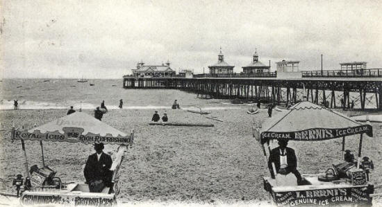 Shelters (right) and refreshment rooms (left distance) under construction during the widening and improvements, 1901-04
